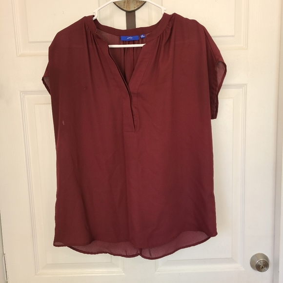 (425) Apt. 9  Woman's Short Sleeve Blouse, Size: Medium Color: Burgundy - Picture 4 of 11